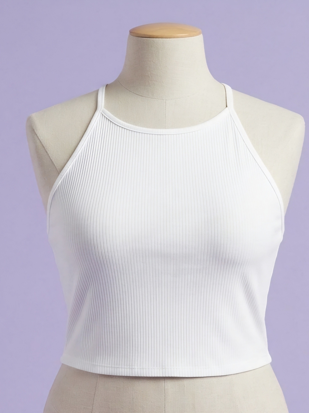 Torrid White Ribbed High-Neck Halter Crop Cami Plus Size 3 (22/24)